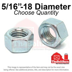 5/16″-18 Grade 5 Finished Hex Nuts Zinc Plated Coarse Thread (Pick Quantity)