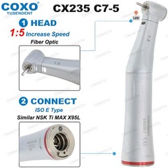 COXO Dental 1:5 Fiber Optic Electric Handpiece Contra Angle Increasing SpeedC7-5