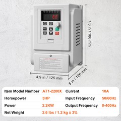 3HP 2.2KW 10A Variable Frequency Drive VFD for 3-Phase Motor Speed Control