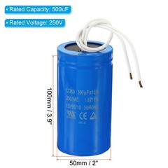 CD60 Run Capacitor, 500uF 250VAC 2 Wires 50/60Hz Motor Starting Capacitor