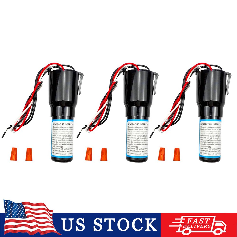3Pcs RCO210 3 in 1 Relay Hard Start Capacitor Kits Refrigerator 1/2 HP 115VAC