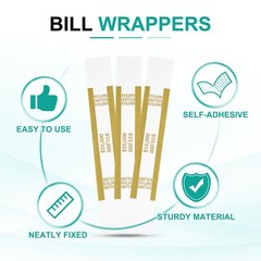 100Pcs Money Band 10000 Dollar Money Bill Wrapper Self-Adhesive Dark Yellow