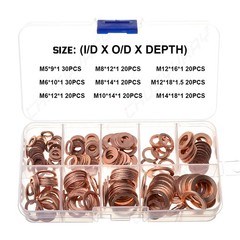 200pcs Copper Crush Washer Kit 9 Size Metric Sealing Oil Drain Plug Banjo M5-M14