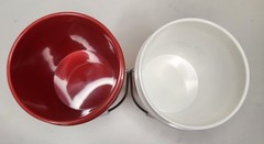 Mini Buckets TSC Tractor Supply Co Red & White w/ Metal Handles Set of 2 .4Qts