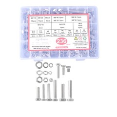 236pcs M6 M8 M10 Heavy Duty Bolts and Nuts Assortment Kit 304 Stainless Steel