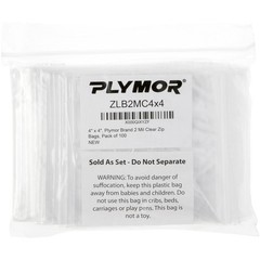 Plymor 4″ x 4″, 2 Mil Zipper Reclosable Plastic Bags
