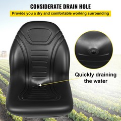 VEVOR Tractor Seat Vinyl Forklift Seat Waterproof Drain Hole Yamaha with Cushion