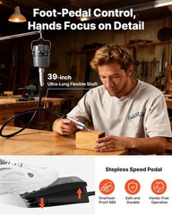 Flex Shaft Grinder, 150W 23000RPM Electric Flex Shaft Rotary Tool, Foot-Pedal Co