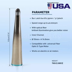 Dental 1:1 LED Fiber Optic Contra Angle Low Speed Handpiece Inner fit NSK E-type