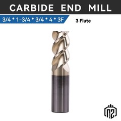 1Pc 3 Flute 45 Helix Angle 3/4″x1-3/4″x4″ Solid Carbide End Mill – ZRN Coated