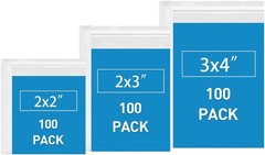 Small Plastic Bags, 300 PCS Mini Baggies 3 Assorted Sizes 2×2 2×3 3×4 Inch. Mini