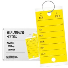 Car Key Tags | 250 Self Laminated Tags for Dealership Lot of Vehicles Trucks .