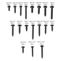 550Pcs 304 Stainless Black Wood Screws, Phillips Pan Head Assortment