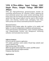 VFD 15 Kw 220 V Single Phase To 380/480 V 3 Phase 50/60 Hz 0-500 Hz
