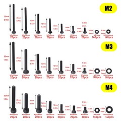 1260PCS HEX SOCKET METRIC BOLT ASSORTMENT M2 M3 M4, 21 SIZES 4MM TO 30MM HEX