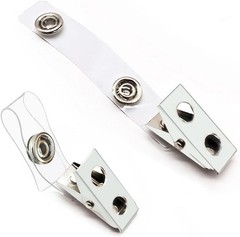 100Pcs Premium Metal Badge Clips with Clear PVC Straps for ID Cards,