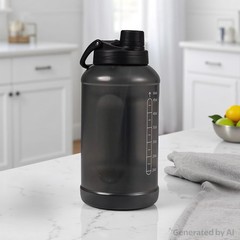 Mainstays 64 Fluid Ounces Water Bottle, Translucent, Straw/ Chug 2 in 1 Lid