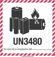 Lithium Battery UN3480 Shipping Labels, 3.25 x 4.25 Inches, 500 Labels Per Roll