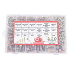 Silver M6 M8 M10 Flange Bolts Assortment Kit 8.8 Grade Alloy Steel 521 Pieces !