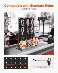 VEVOR Pegboard Display Stand with 15 Hooks Pegboard Panels Display Black (1 PCS)