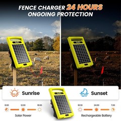 Solar Powered Electric Fence Charger 20 Mile Energizer for Livestock Animals