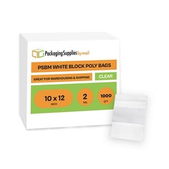 1000 Pcs 10″x12″ 2 Mil Reclosable Bag Writeable White Block Water-Resistant