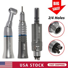 SEASKY Dental Slow Low Speed Handpiece Contra Angle Straight Air Motor 2/4Hole