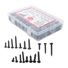 550Pcs 304 Stainless Black Wood Screws, Phillips Pan Head Assortment