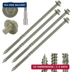 Hex Head Heavy Duty Wood Screws #14 x 6, Structural Lag Screws for Log, Timber,