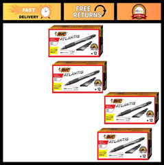 Bold Point Retractable Ball Pens, 1.6mm, Black Ink, 12-Count, 18 Packs