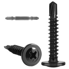 100 PCS #10×11/4 Inch Self Drilling Screws For Metal 410 Stainless Steel Black