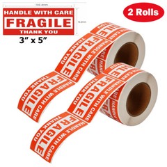 1000 Fragile Stickers 3×5 HANDLE WITH CARE THANK YOU 500 / Roll Warning Labels