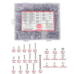 1600 Pcs Heavy Duty Bolts And Nuts M4 M5 M6 Flat & Lock Washers Assortment Kit