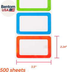 500 Stickers – 3.5″ X 2.25″Colors Plain Name Tag Labels with Perforated Line for