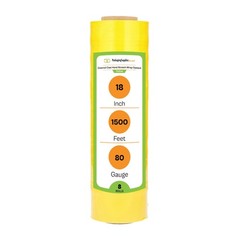 8 Rolls 18″ x 1500′ (80 Gauge) Cast Bundling Hand Stretch Wrap Film, Dark Yellow