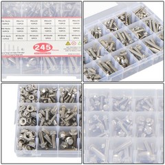 245 Pcs Heavy Duty Flanged Bolts And Nuts Kit M6 M8 M10 304 Metric Hex Screws