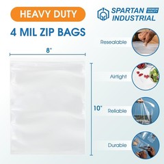 8” X 10” 100 Count 4 Mil Heavy Duty Clear Plastic Reclosable Zip Poly Bags wi…
