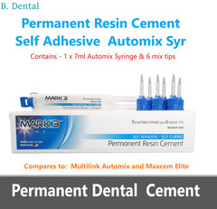 Mark3 Permanent Resin Cement, Self Adhesive 7 ml Automix Syringe w/6 Tips USA
