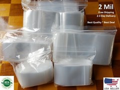 3″x3″, 4″, 5″, 6″ Clear 2 Mil Plastic Zip Bag Reclosable Small 2Mil Lock Top