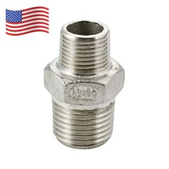 1/2″ to 3/8″ Male NPT Hex Nipple Pipe Fitting Reducer Adapter Stainless Steel