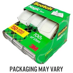 Scotch Magic Tape With Dispensers Transparent 0.75in X 350in Rolls – Lot of 12