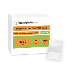 1000 Pcs 6″x 9″ 2 Mil Reclosable Bag Writeable White Block Water-Resistant