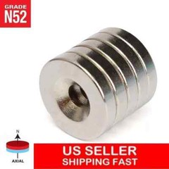 10 25 50 N52 Strong Countersunk Ring Magnets 1″ x1/8 ” Hole Rare Earth Neodymium