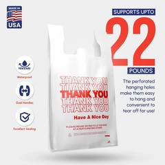 Thank You Plastic T-Shirt Bags 11.5×6.5×21 for Grocery Retail Shopping Carry Out