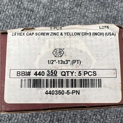 1/2″-13×3-1/2″ Hex Cap Screws Grade L-9 Bolts USA Zinc Yellow LOT OF 5