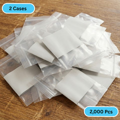 2 Mil Clear Reclosable Poly Bags with White Block Zipper 6″x 9″ Pack of 2000