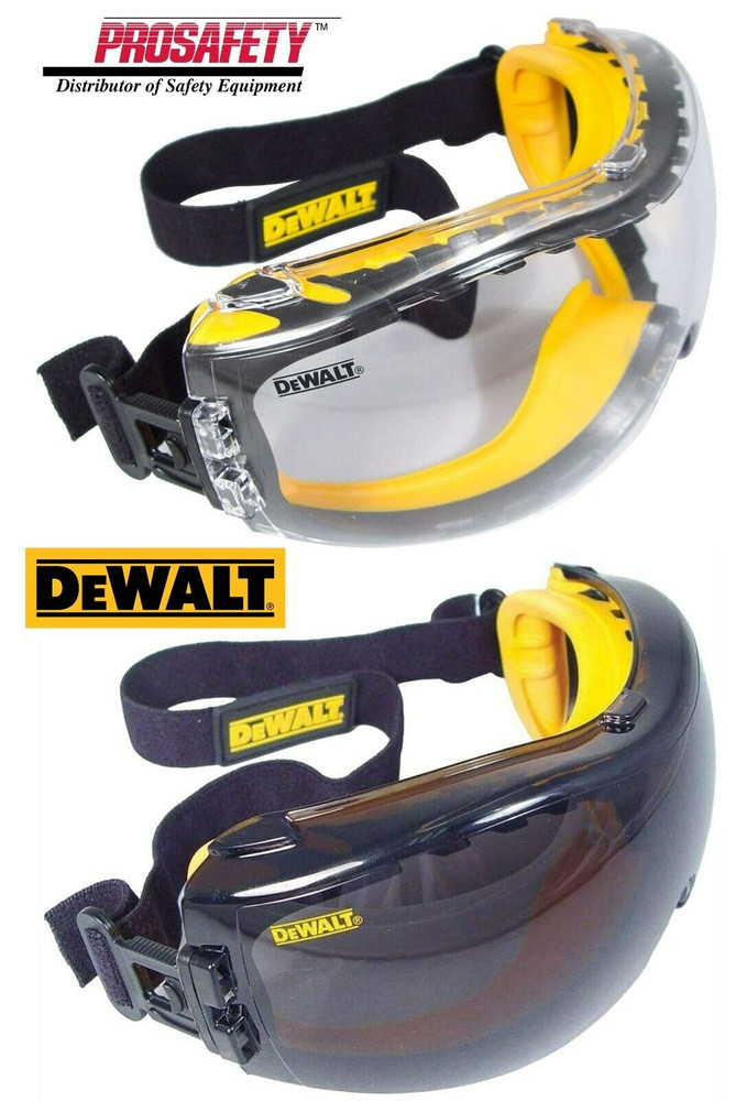 DeWalt DPG82-21 Concealer CLEAR & SMOKE Anti Fog Over Glasses Safety Goggles 2PR