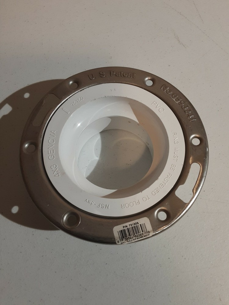 Genova 75150 4×3 Adjustable Closet Flange PVC with A Metal Ring New
