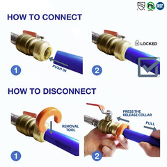 10) 1/2″ X 1/2″ PUSH FIT COUPLINGS WITH 1 FREE DISCONNECT CLIP, LEAD FREE BRASS