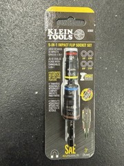 Klein Tools 32932 5-in-1 SAE Impact Socket Set, 2 Flip Sockets with One Size
